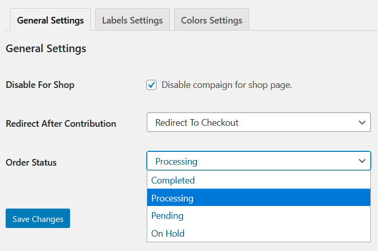 crowdfunding general settings