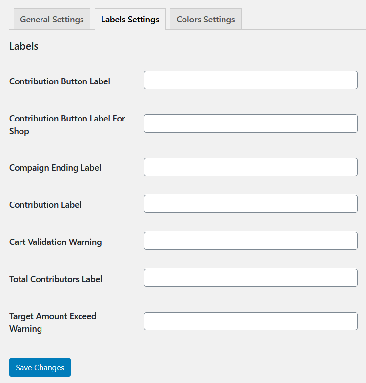 crowdfunding labels settings